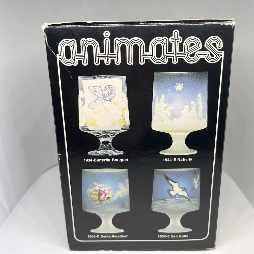 Vintage L.E.Smith Glass Animates Christmas Eve Candle Lamp 1970s Original Box
